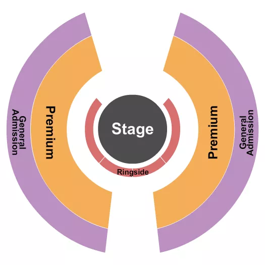 Royal Canadian Circus Seating Chart at West Edmonton Mall. The chart shows the main floor/stage with seating options surrounding it, which are color coded